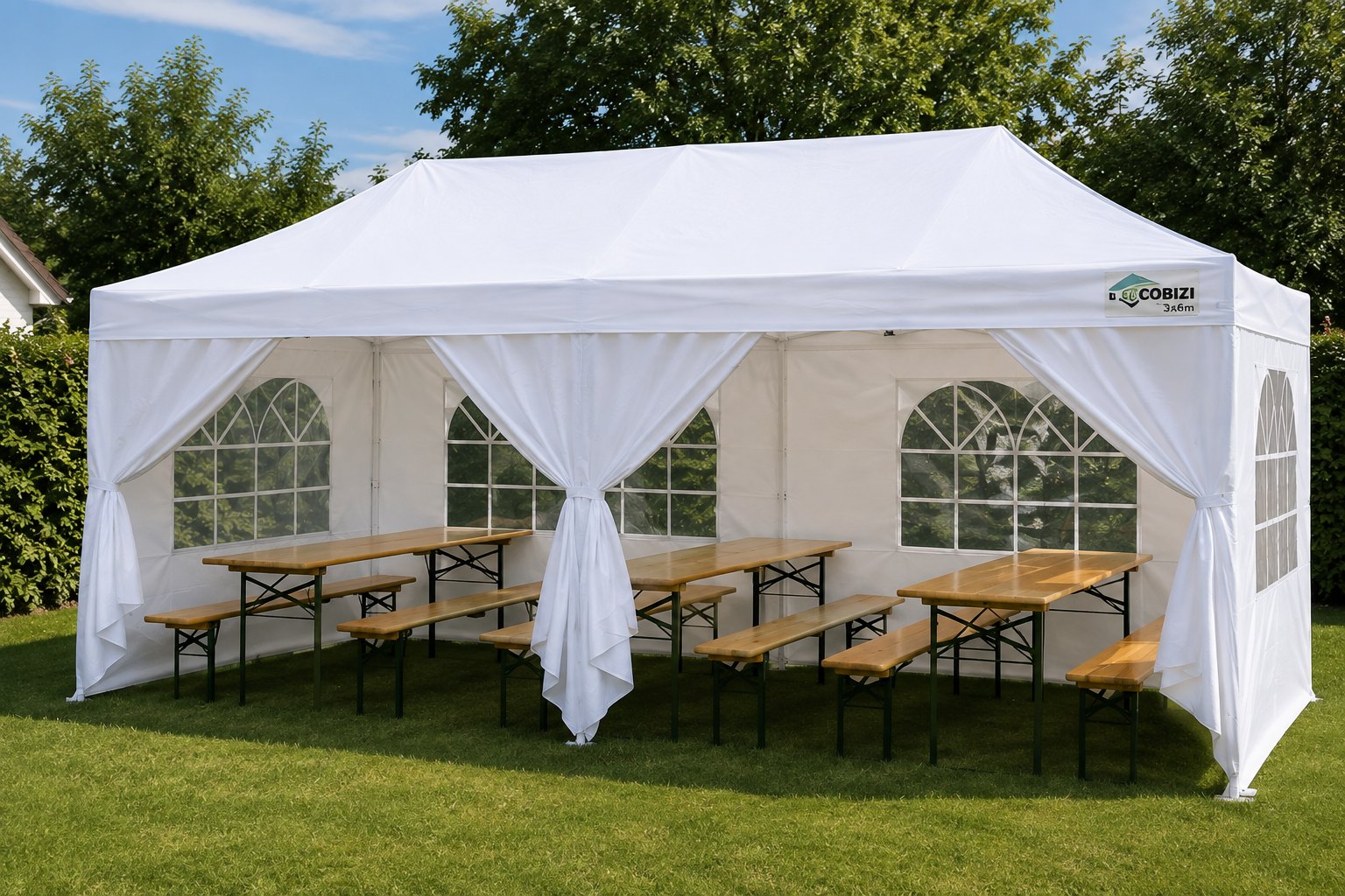 Weißes Partyzelt 3 × 6 m